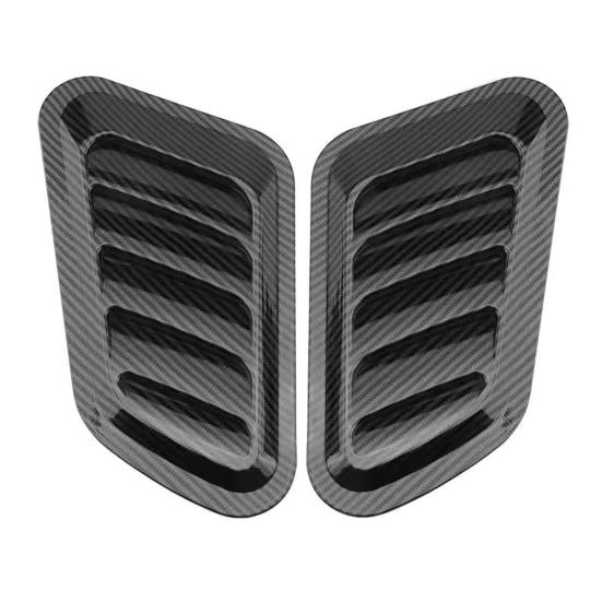 2Pcs Universal Hood Vent Decals Carbon Fiber Car Hood Scoop Air Intake Vent Decorative Trim Adhesive Fake Vents for Car Exterior