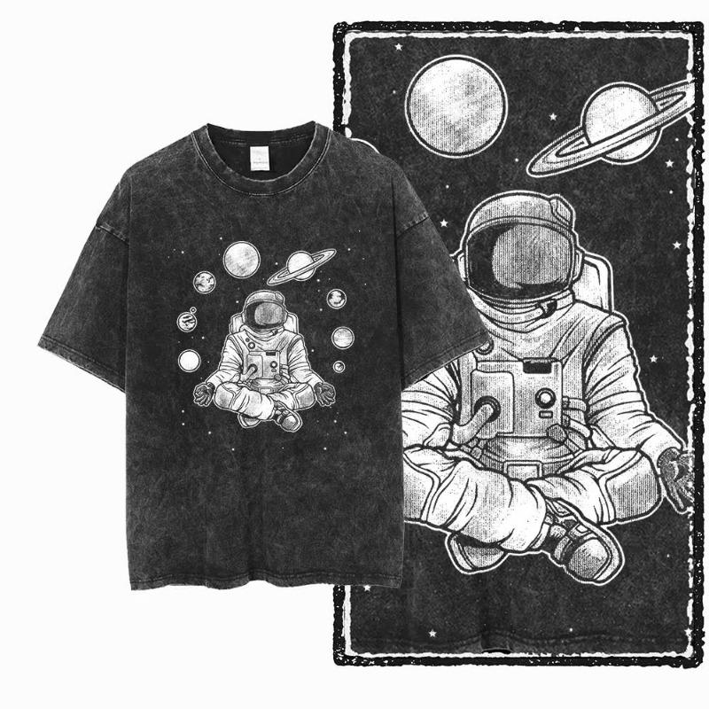G39 Exclusive Cool 100% Cotton Astronaut Men's T-shirt | Acid Washed Streetwear Big Size Vintage O-neck Men's Tee Tshirt