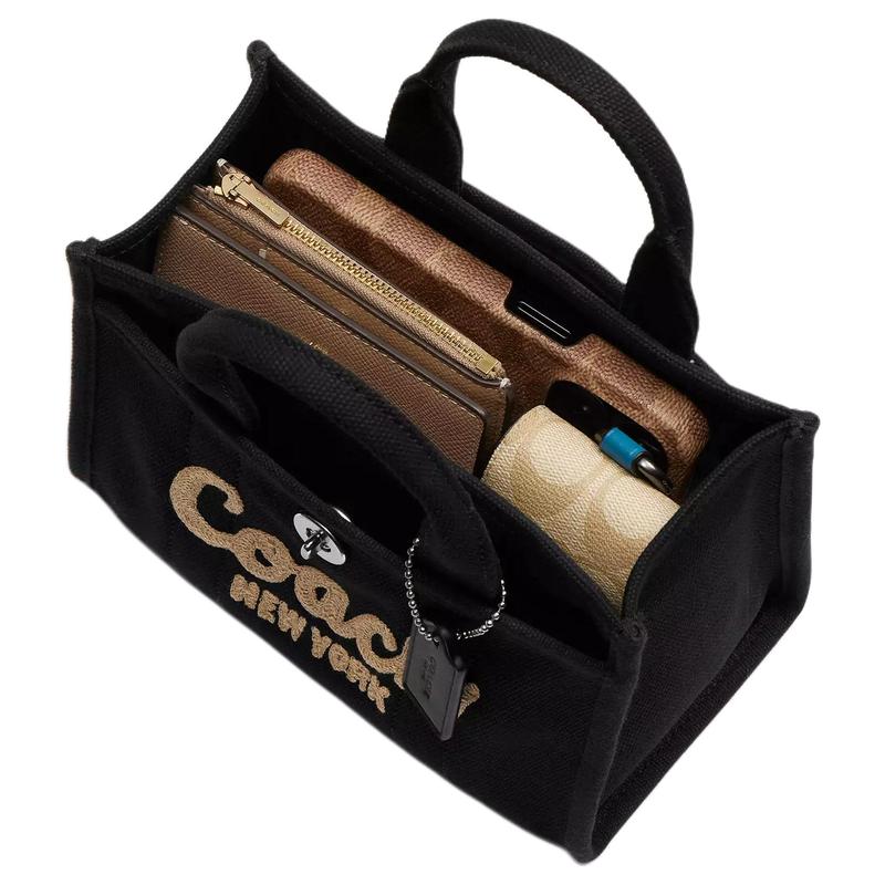 COACH Cargo 20 cursive logo embroidery canvas and grosgrain shoulder crossbody handbag small women's black