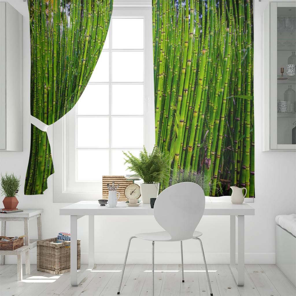 Tende da finestra in bambù verde foresta Tenda a pannello per camera da letto cucina Tende per soggiorno Decorazioni per la casa