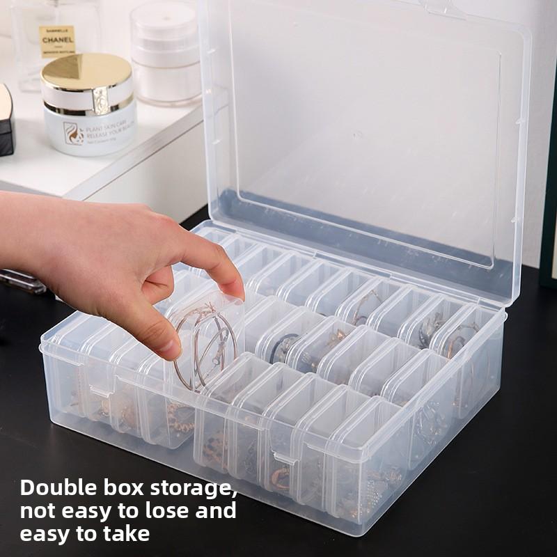 Transparent Jewelry Small Beads Box, Storage Box for Accessories, Organizer for Tabletop Clutter, Plastic Multi-compartment Set