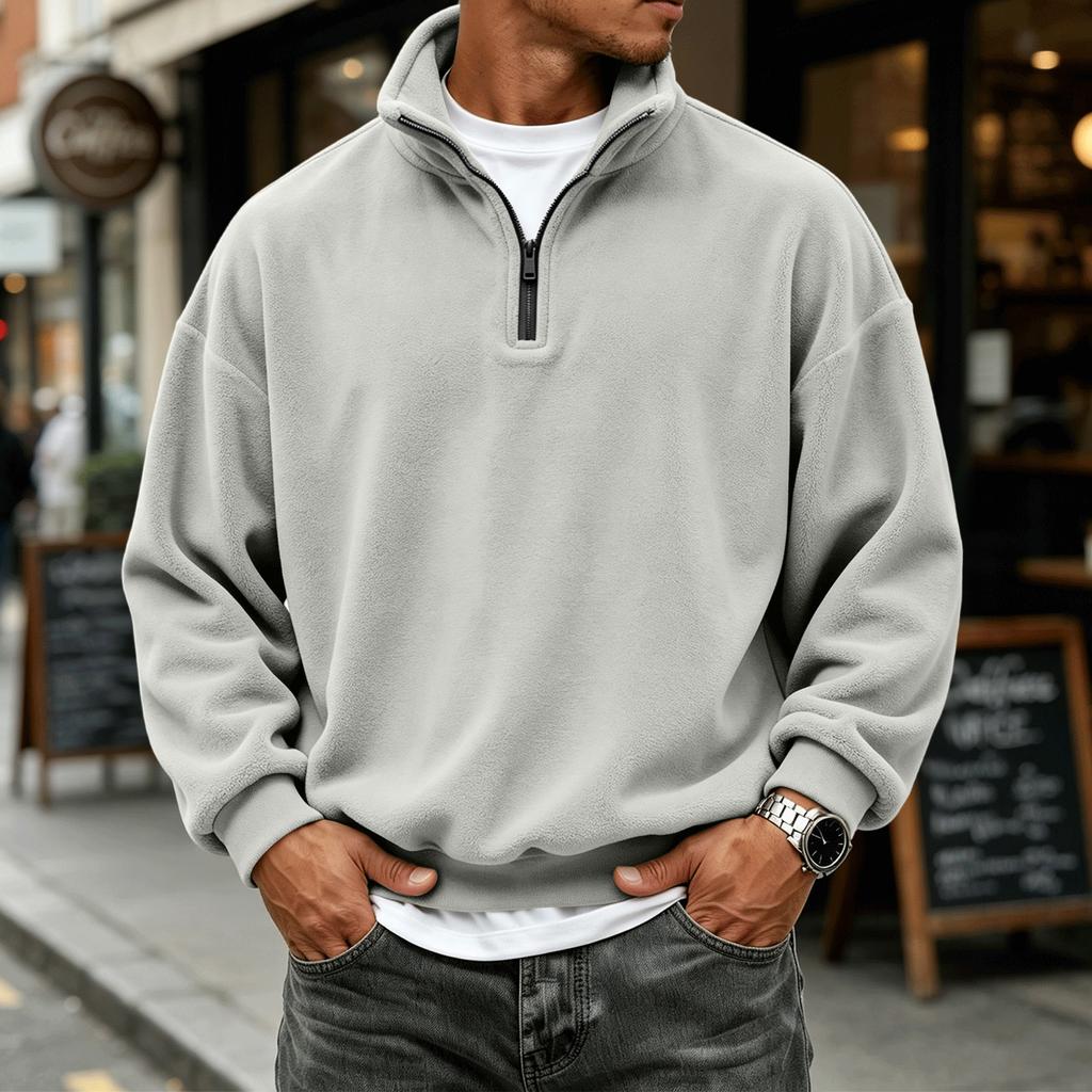 Men's Pullover Sweatshirt with Collar Long Sleeve Casual