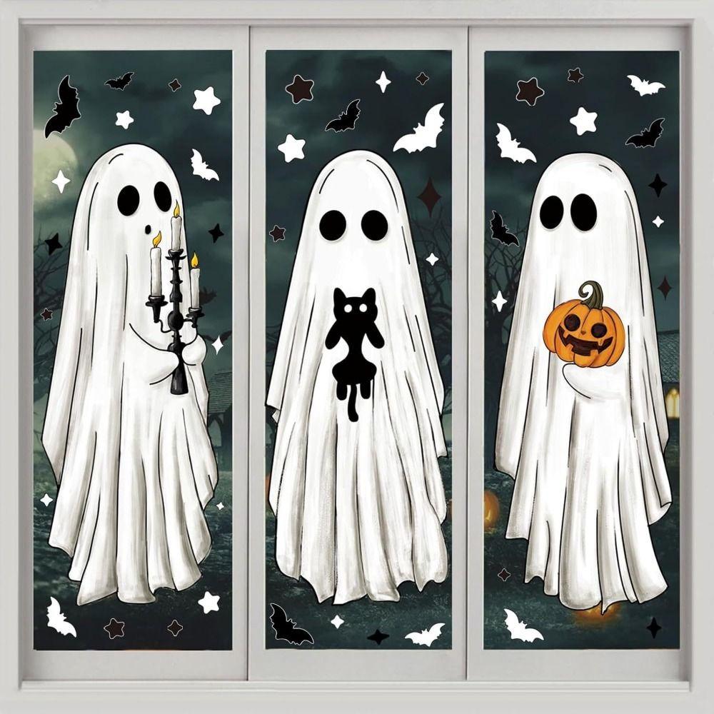 Multicolor Halloween Decoration Sticker Cartoon Ghost Window Clings Film Shopwindow Ornament