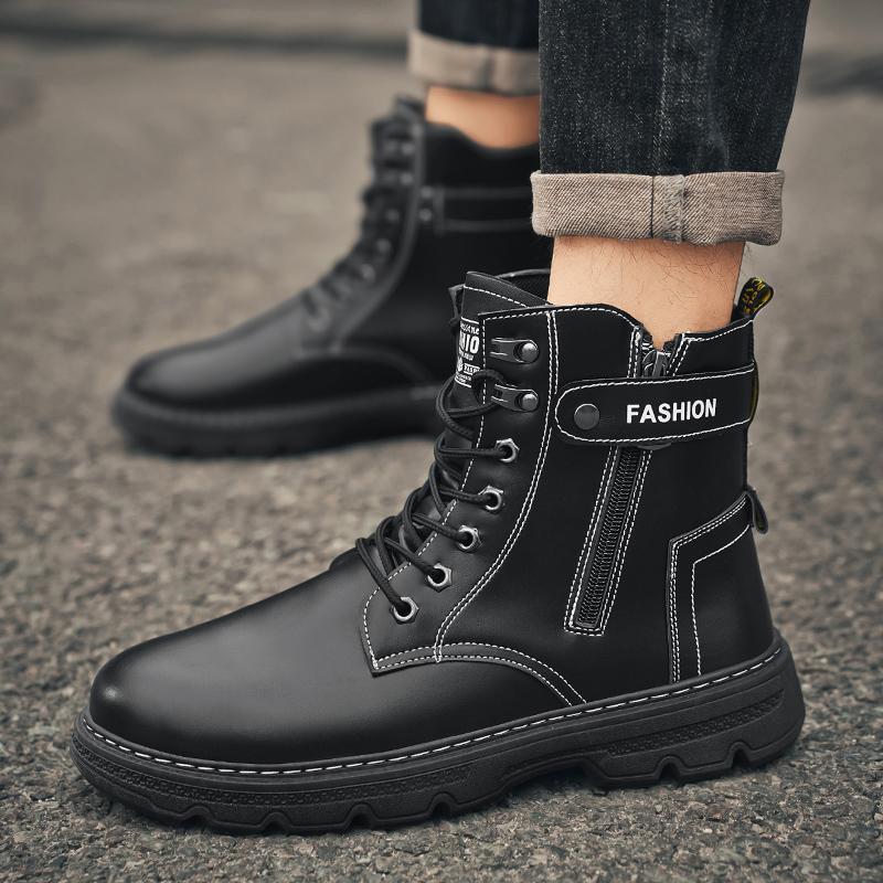 Men's boots four season new comfortable non slip thick soled outdoor leisure boots high top boots fashion versatile work boots