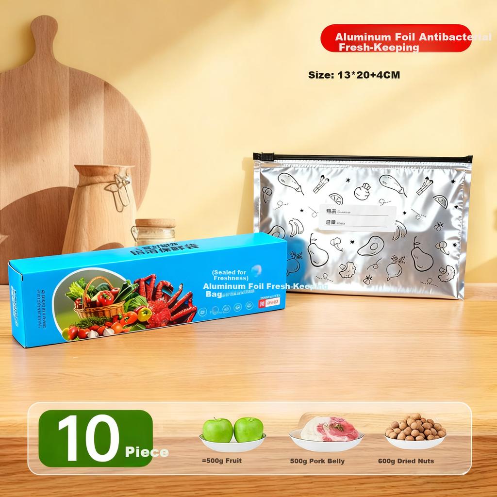 Dengbi Food Grade Resealable Aluminum Foil Fresh-Keeping Ziplock Bags Small Size for Refrigerator and Freezer Storage
