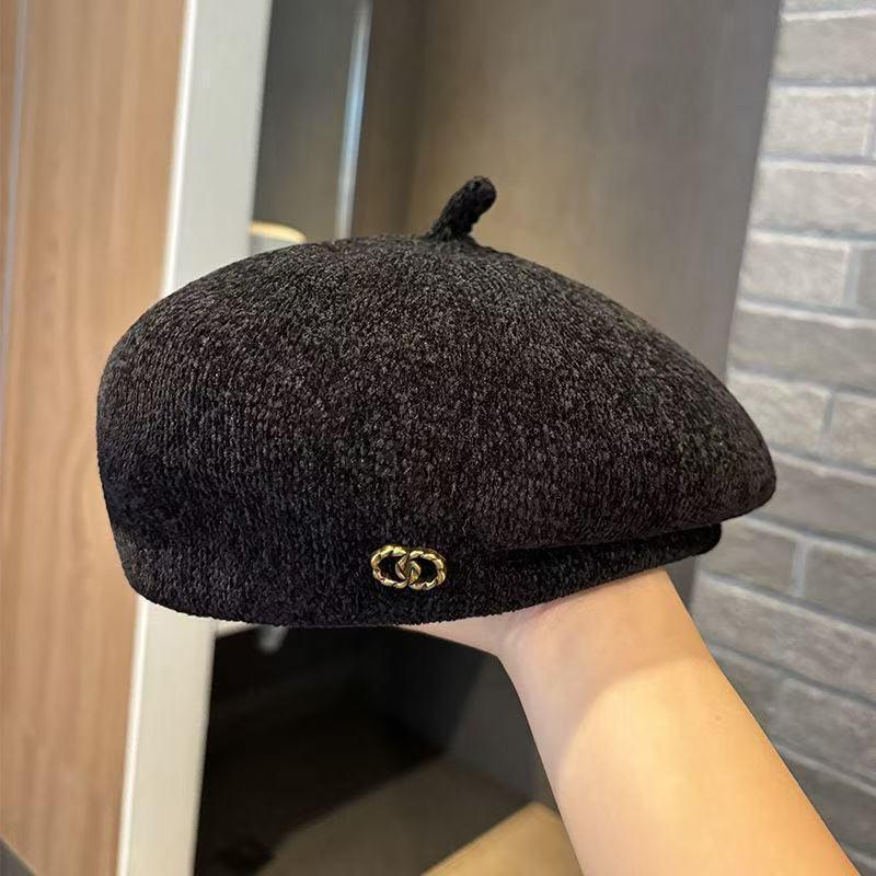 Japanese-Style Chenille Beret for Women - Korean-Inspired Fashion