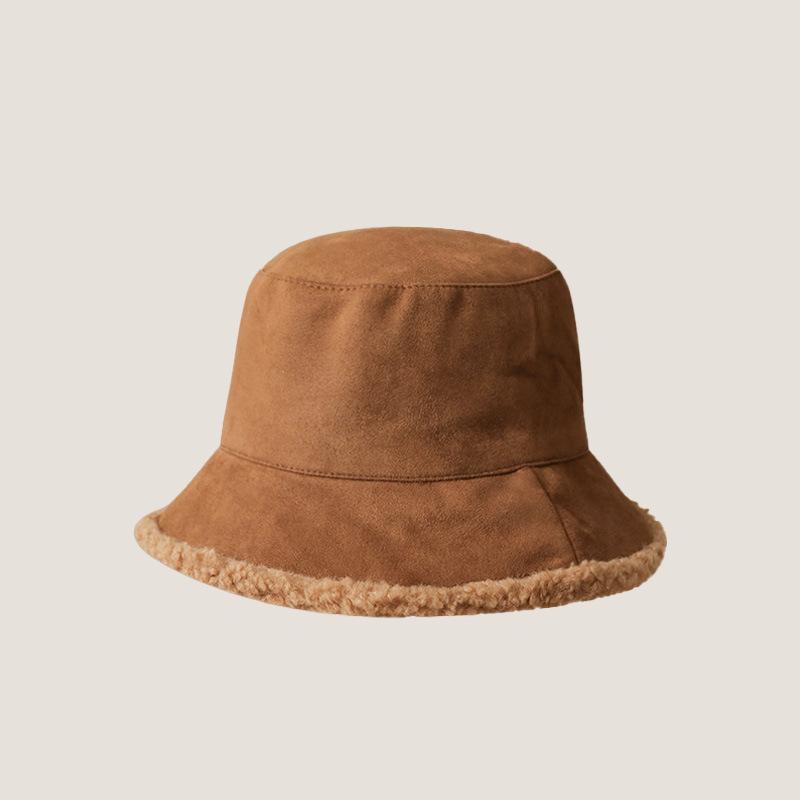 Double sided Lamb Velvet Pot Hat Men Autumn and Winter New Hat Women Korean Corduroy Fisherman Hat Warmth Thickened Bucket