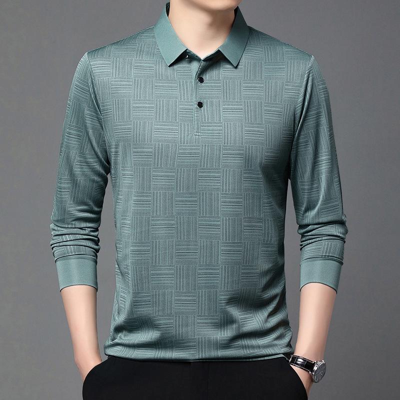 

Men s Autumn Striped Long-Sleeve Casual Shirt with Turn-Down Collar - POIO Trendy Base Top XXXL чорний