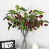 7PCS Cherry Faux Berry Branches Floral Arrangement Red Cherry Decorative Branches  Desktop Ornament