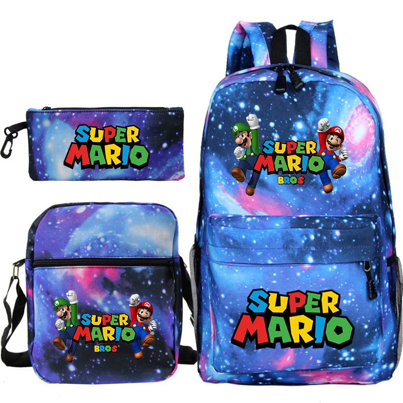 Super Mary Three-Piece Schoolbag, Male And Female Students, Large-Capacity Schoolbag, Shoulder Bag, Pencil Case.