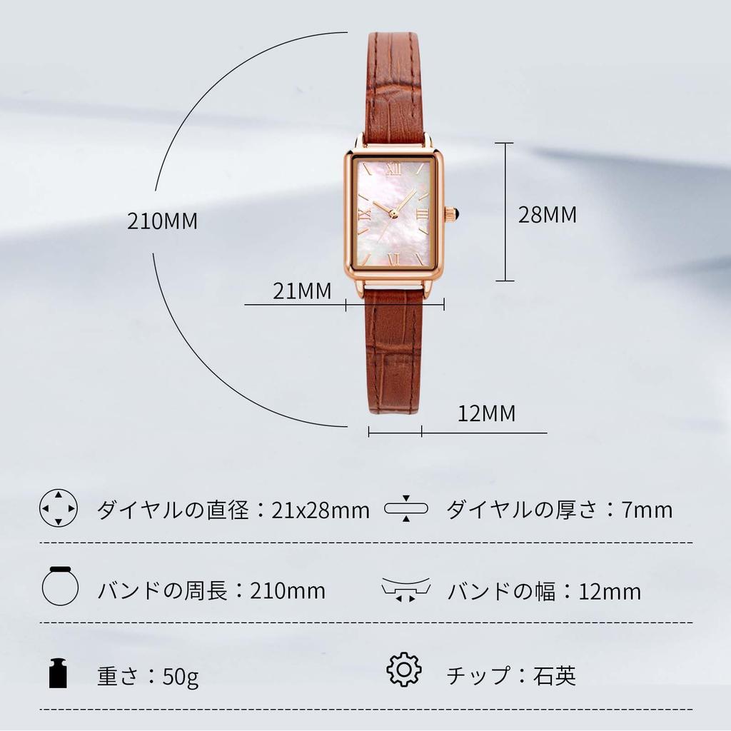 RORIOS Women's Watch with Mother-of-Pearl Bracelet - Cute Quartz Analog Watch, Water Resistant, Genuine Leather Band, Casual, Perfect for Christmas, B
