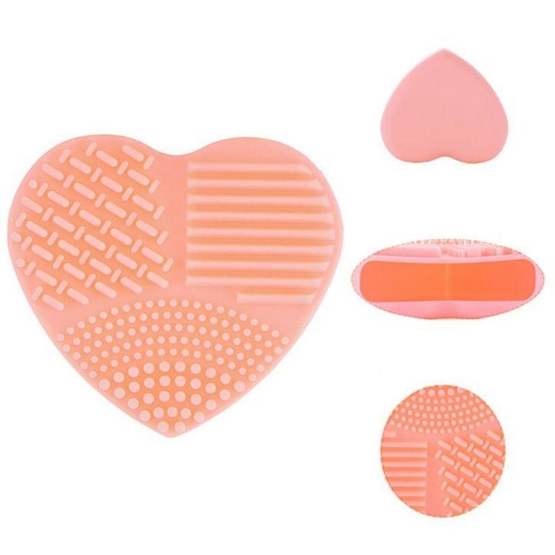1 pièce Forme de Cœur Silicone Nettoyeur de Pinceaux de Maquillage Gant de Lavage Scrubber en Silicone