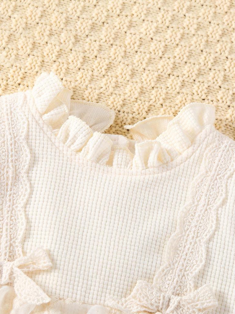 Korean Style 2025 Baby Lace Long Sleeve Romper Dress for Spring and Autumn