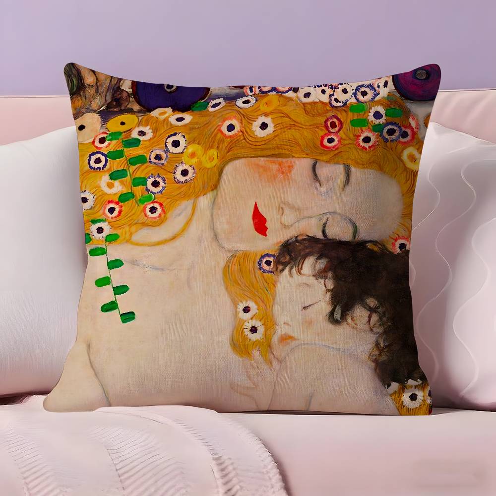 G-Gustav K-Klimt Oil Painting Pillow Case Pillowcase Ultra Soft Skin Friendly Fabric Cloud Like Comfort & Concealed Zipper