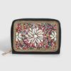 Bohemian Style PU Zipper Card Holder & Coin Purse with Butterfly and Flower Design