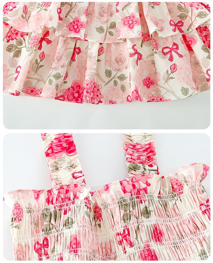 2026 Girls' Floral Summer Sundress: Stylish Princess Cake Dress for Kids