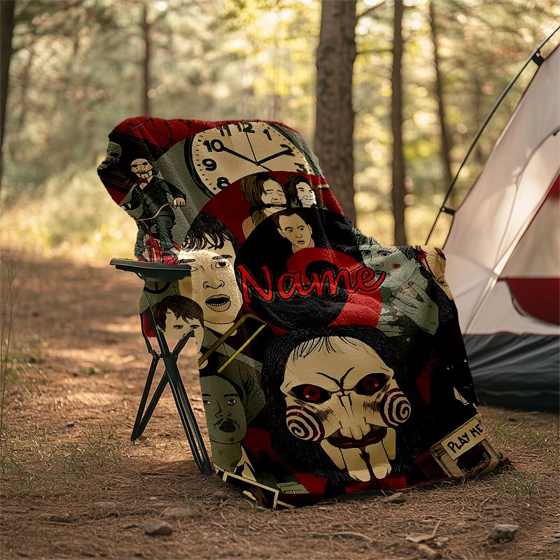 Personalized Custom Name Blanket - Billy the Puppet Print Design,Blanket for Sofa,Bed,Travel,Camping - Soft and Warm, Great Gift