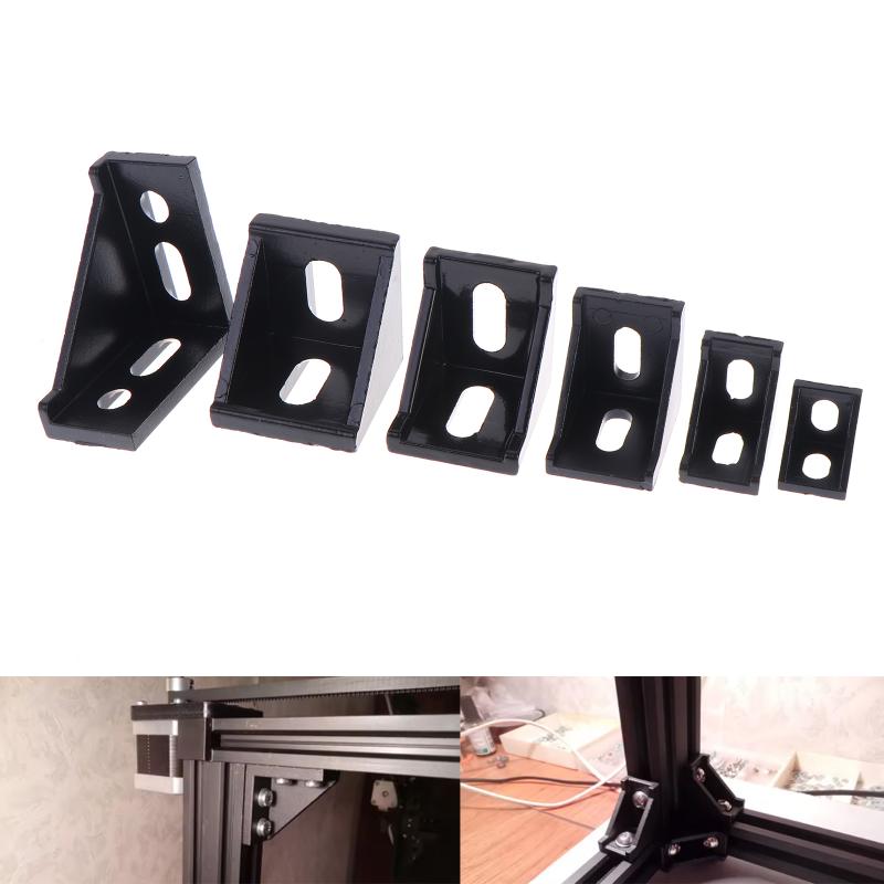 5Pcs Corner Bracket Fitting Black Angle Aluminum Connector 2020/2028/3030/3060/4040/4545 For Industrial Aluminum Profile
