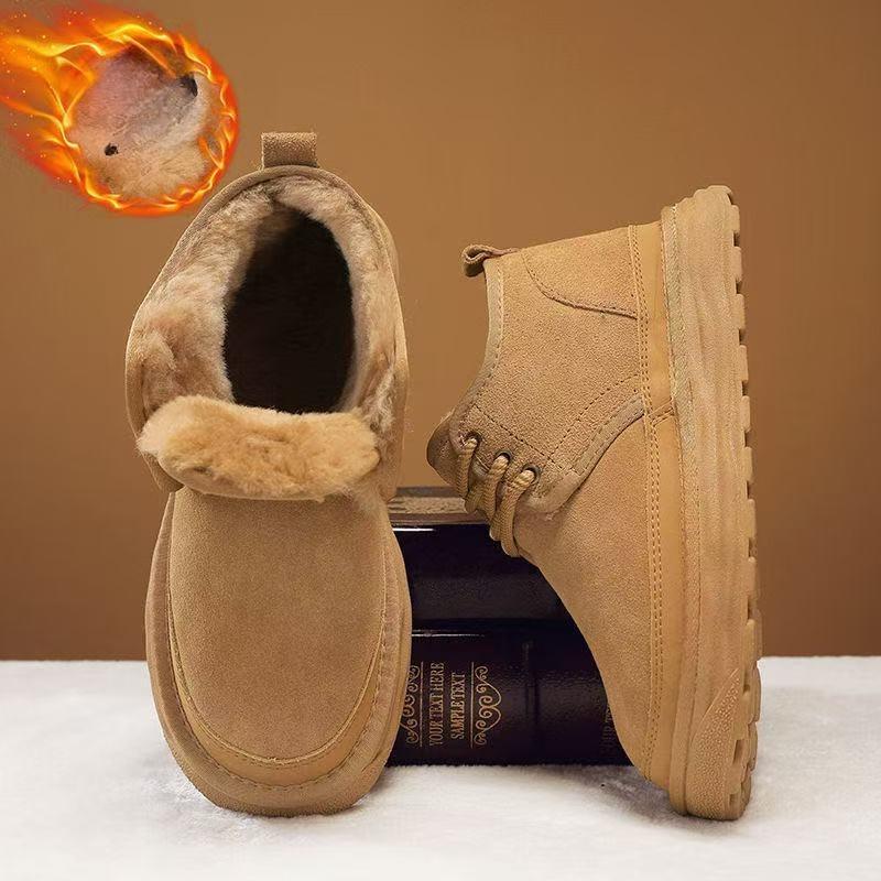 

Мужские зимние теплые меховые повседневные хлопковые ботинки для улицы, удобные ботинки на платформе для снега для мужчин 41 коричневый