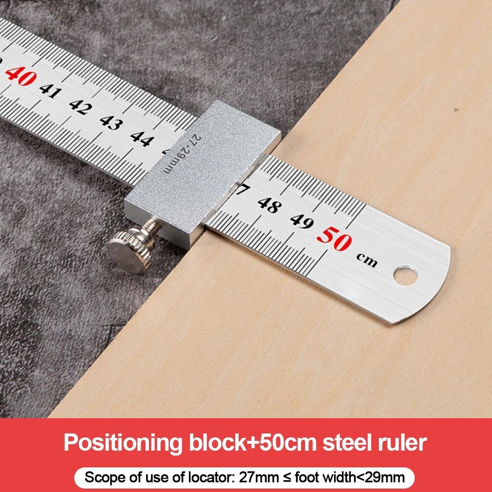 Accurate Positioning Marking Gauge Metal Straight Ruler Steel Ruler Slide Stop Carpentry Work