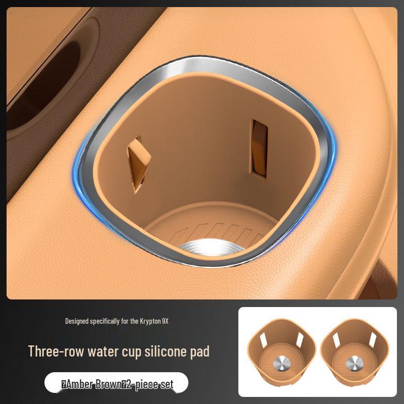 Zeekr 9X Three-Row Silicone Anti-slip Cup Holder Mat for Car Interior.