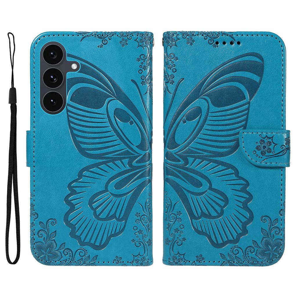 Für Samsung Galaxy S25 FE Hülle Schmetterlingsmuster PU Leder Folio Klapphülle