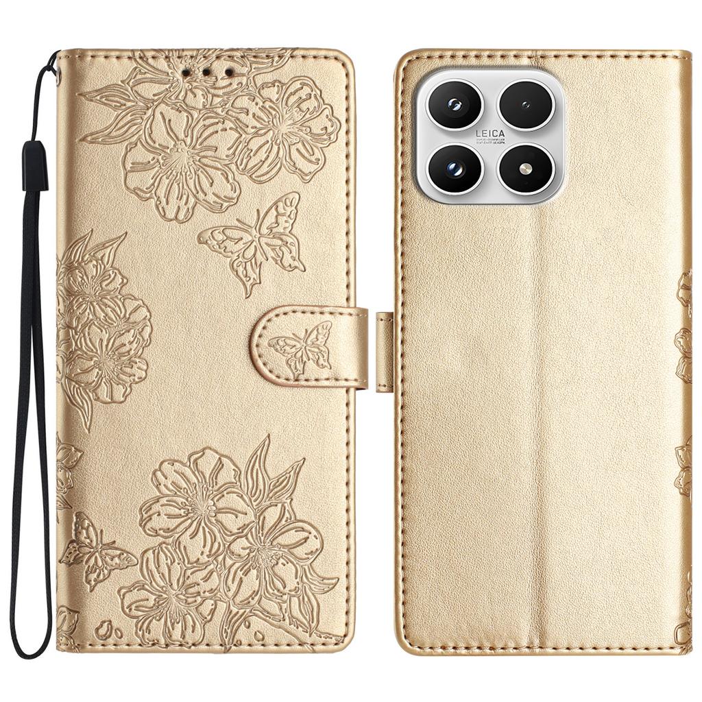 For Xiaomi 17 Case Butterfly Flower Pattern Skin-Touch Leather Phone Cover