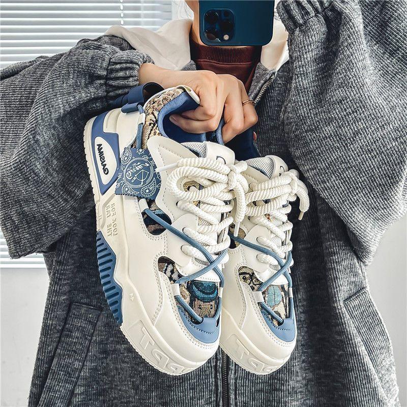 2024 new thick soleplate shoes men's casual sports comfortable breathable increase factory wholesale