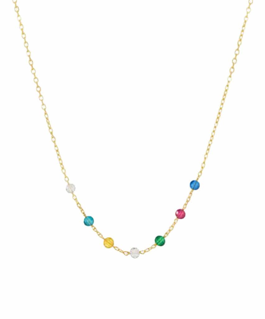 Alleun Silver 925 Chain Gemstone Choker Rainbow Mini Silver Necklace
