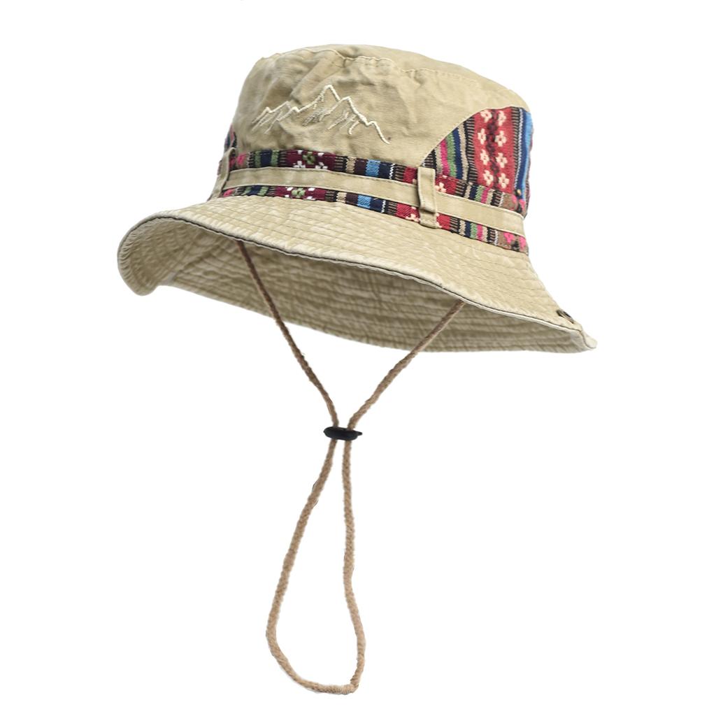 Outdoor Sun Hat Woman Bucket Hat Man Cotton Embroidered Vintage Beach Waterproof Fisherman Fishing Cap Summer Foldable Bob Man