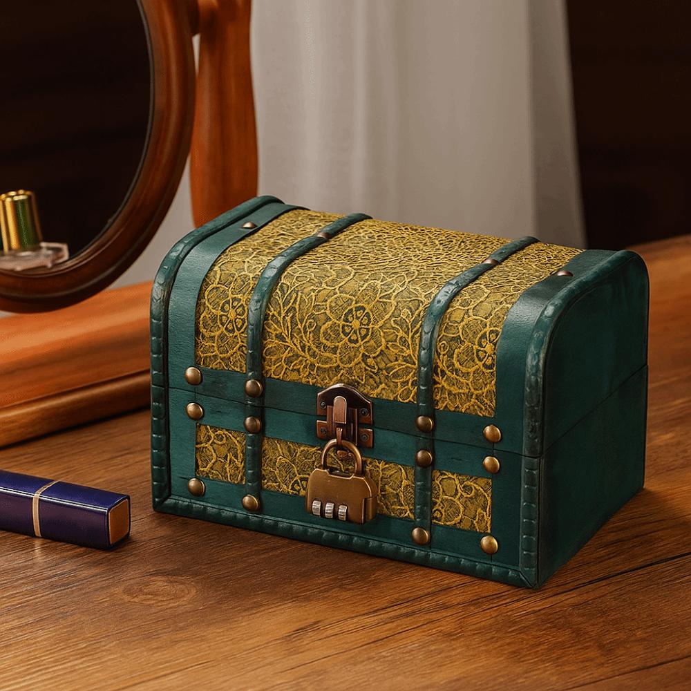 Antique Finish Jewelry Keepsakes Box Antique Home Decoration Box Wooden Storage Box  Wedding Gift