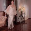 European and American Women's Clothing Cross-border  Autumn New Light Luxury Perspective Bubble Sleeves Satin Waist Celebrity Dress Set