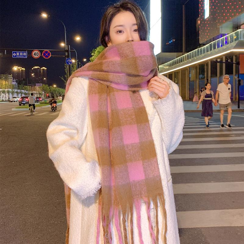 Hochwertiger Schal im koreanischen Stil mit Karomuster: Warmer, verdickter Kaschmir-ähnlicher Schal für Studenten und Paare