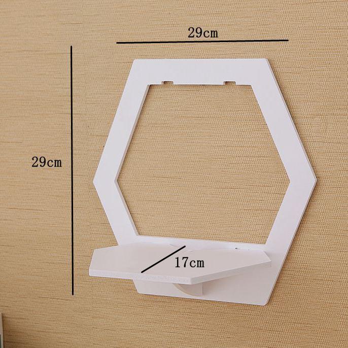 3pcs Punch-Free Hexagon Wall Shelf, Wall-Mounted Flower Pot Holder & TV Background Hanging Organizer for Home Bedroom Living Ro