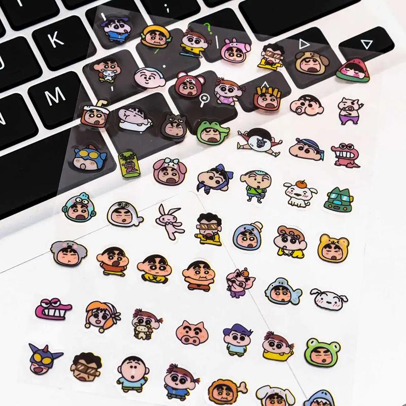 3Sheets 168Pcs Crayon Shin-Chan Cartoon Stickers Kawaii Toy Cute Trunk Notebook Hand Account Decorate Lovely Nail Patches