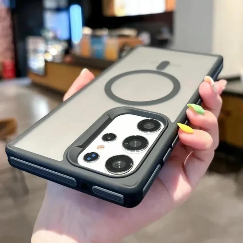 Double Color Frosted Magnetic Wireless Charging Case For Samsung Galaxy S25 S24 Ultra S23 Plus S22 Anti Slip Matte Magsafe Cover