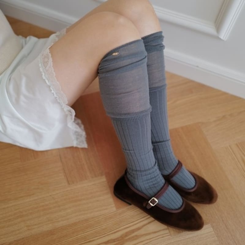 GREYMANSION Carry Barrette See-Through Over Knee Socks