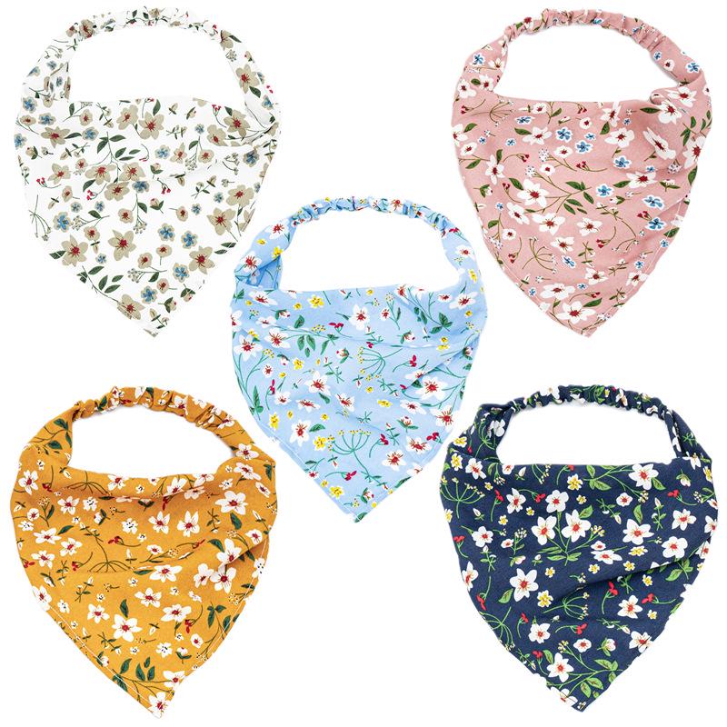 Three States 2025 Women's Thin Floral Headband Scarf: Elastic European & American Triangle Hair Accessory