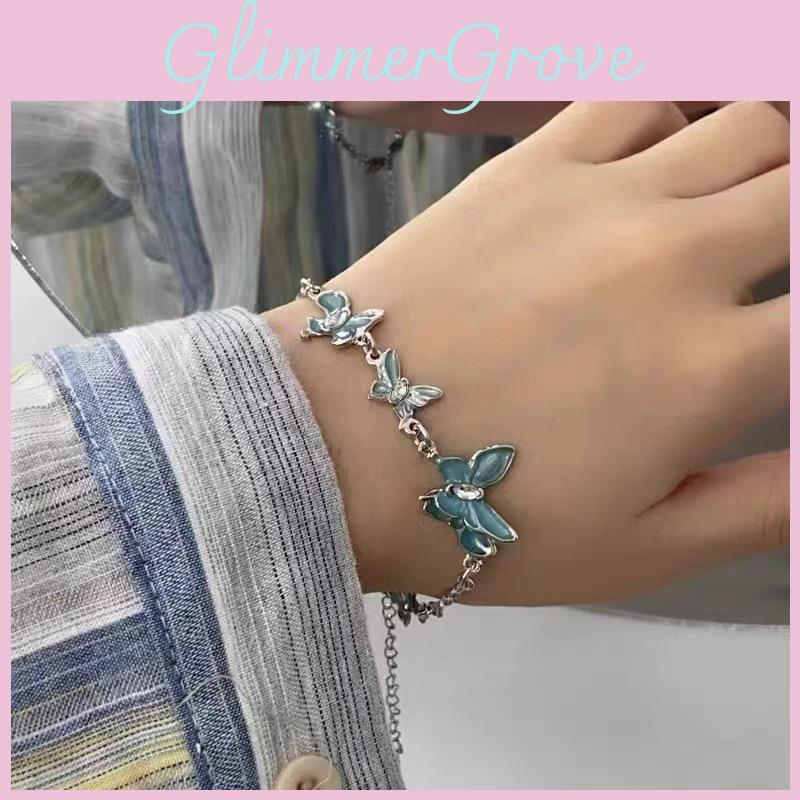 Alluring Blue Butterfly Womens Bracelet Trendy Alloy Plated Summer Jewelry