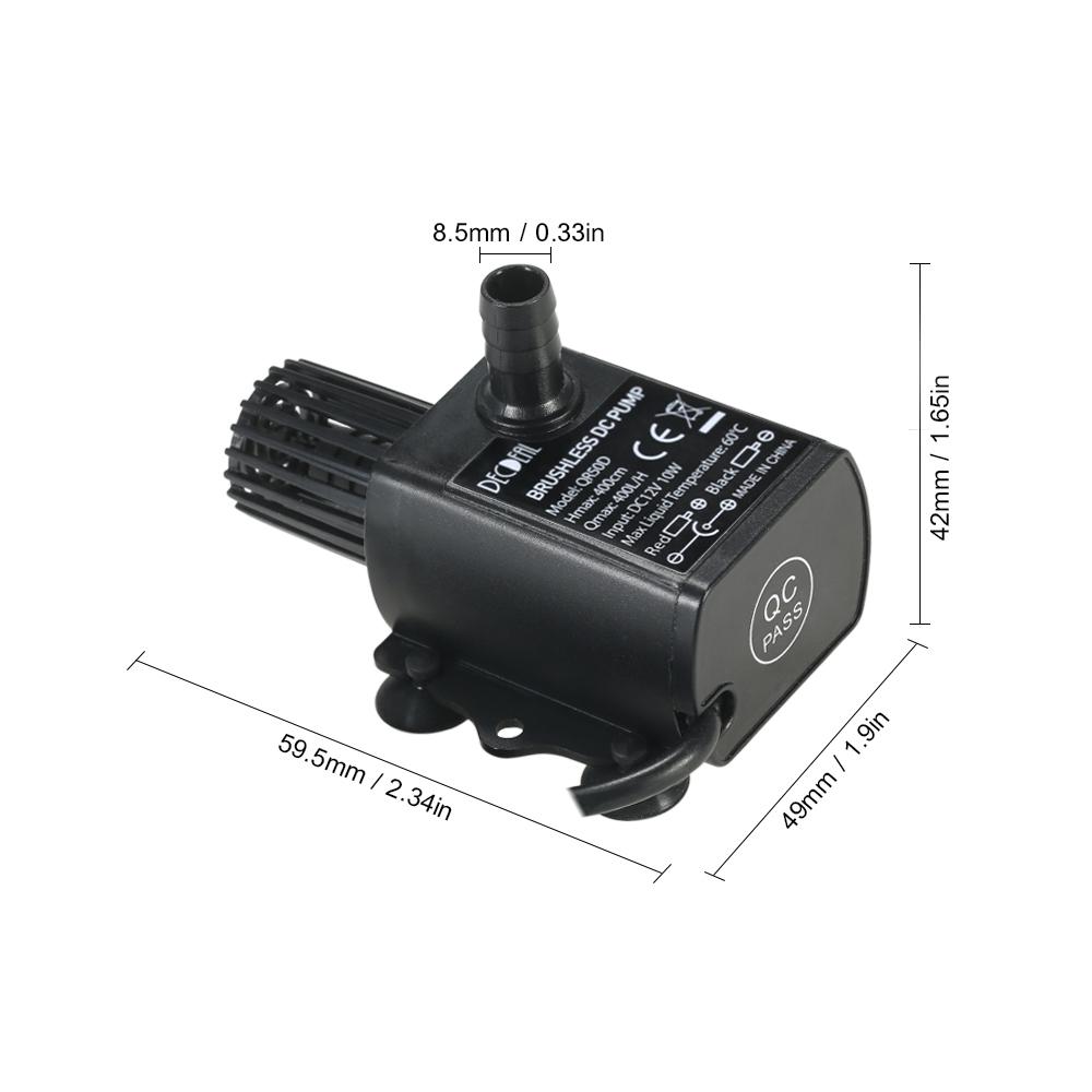 Decdeal Ultra-Quiet Mini Dc12V 6W Brushless Water Pump With 5.5*2.1Mm Female Waterproof Submersible Fountain Aquarium Circulatin