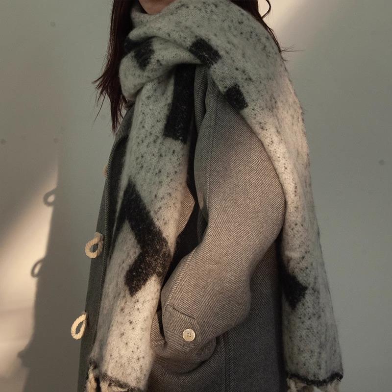 Women's High-Grade Mohair Braided Scarf - Korean Winter Shawl, Thick Plush, Warm Trend