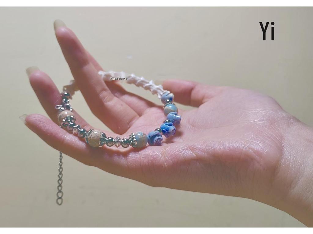 Three-Color Rose Snake Bone Beaded Bracelet - Retro Literary Style for Men and Women