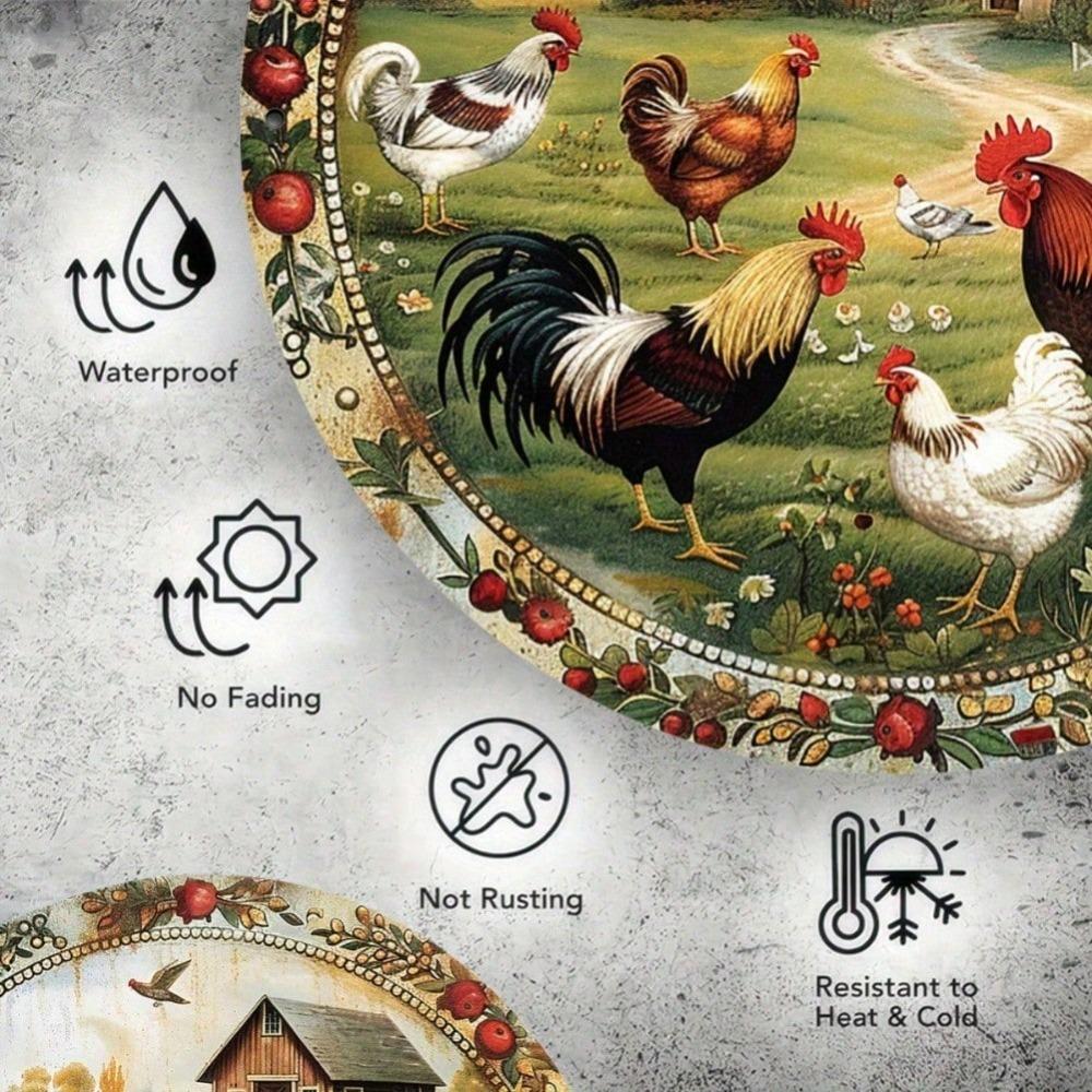 Vintage Funny Chicken Iron Tin Sign 8 Inch Round Wall Art Kitchen Cafe Farmhouse Decor Durable Waterproof Indoor Outdoor