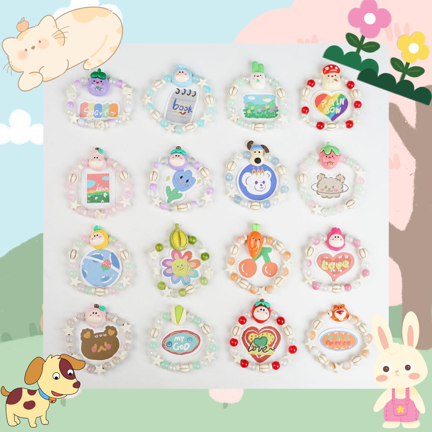 Jingdezhen ceramic cartoon Mori creative bead bracelet dopamine color small fresh color literary bracelet