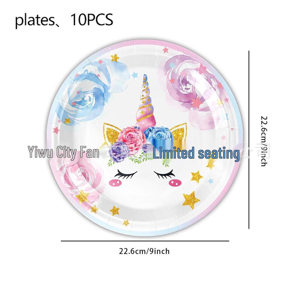 Unicorn Kids Birthday Party Disposable Tableware Set