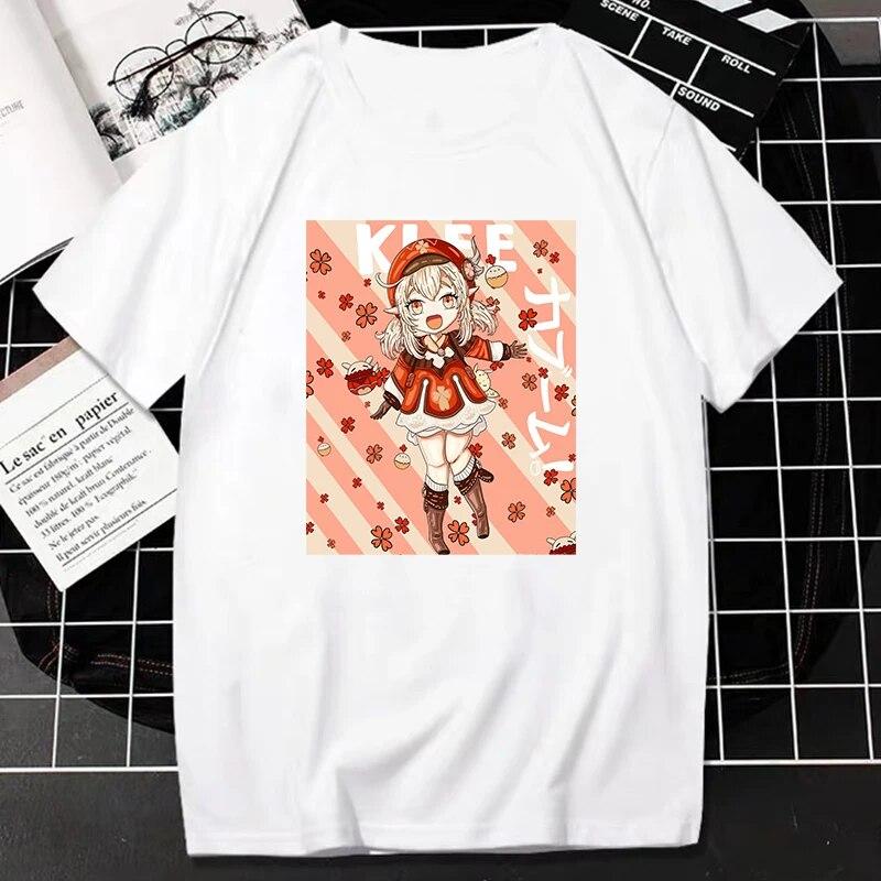 Genshin Impact TShirt Kawaii Games Character Cartoon Graphic Tops Women Harajuku Fashion Streetwear Casual Oversized Camisetas