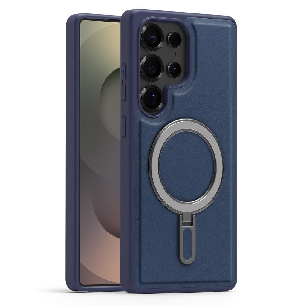 Suitable for Samsung S25ultra Powerful Magnetic Suction Mobile Phone Case S24 Metal Bracket S23plus Anti Fall Leather Case