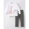Ins Girls' Long-Sleeved Suit 2025 Spring & Fall New Style White Dinosaur Sweatshirt Casual Pants Kidsren's Two-Piece Set 3