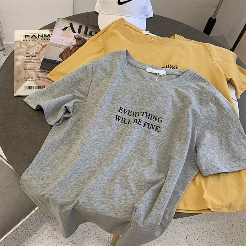 Γυναικείο Φαρδύ Καλοκαιρινό T-Shirt από Βαμβάκι - Κορεάτικο Μαθητικό Στυλ, Ευρωπαϊκό & Αμερικάνικο Casual Μπλουζάκι με Μανίκι Μέχρι τον Αγκώνα