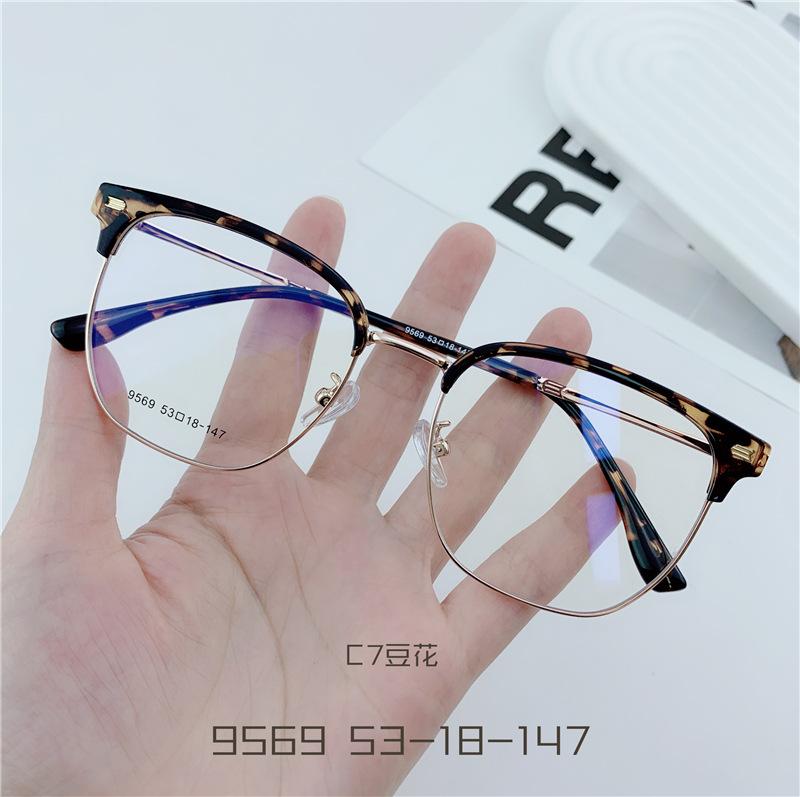 Finished Ladies Myopia Glasses Retro Anti Blue Light Blocking Near Sight Eyeglasses Metal Half Frame Square Short-sight Eyewear